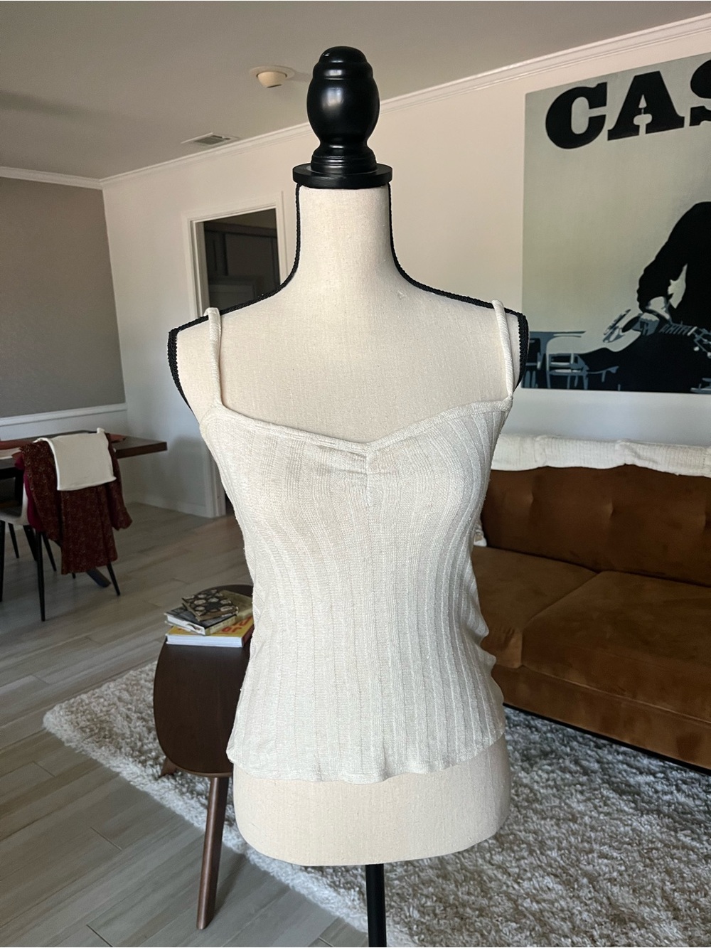 Reformation Cream Ribbed Knit Cami